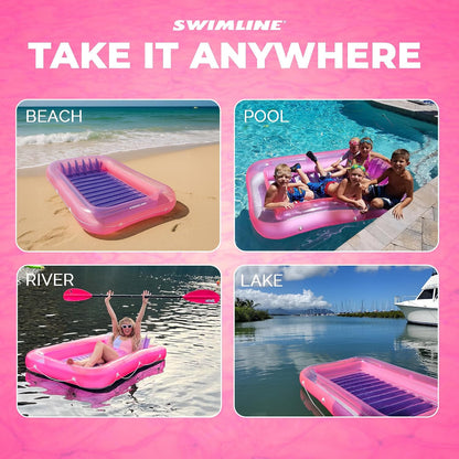 SWIMLINE Original Suntan Tub Series Classic Inflatable Tanning Float Floating Lounge | Personal Tan Pool Hybrid Lounger | Adjustable Pillow | Fill with Water | Reflective Tanning Design