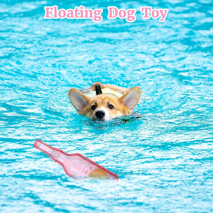 Water Bottle Dog Toy for Aggressive Chewers,Ball in Bottle Rubber Dog Toy,Cute Interactive Pet Rubber Cruncher for Dogs Aggressive Chewers Large/Medium/Small(Pink)