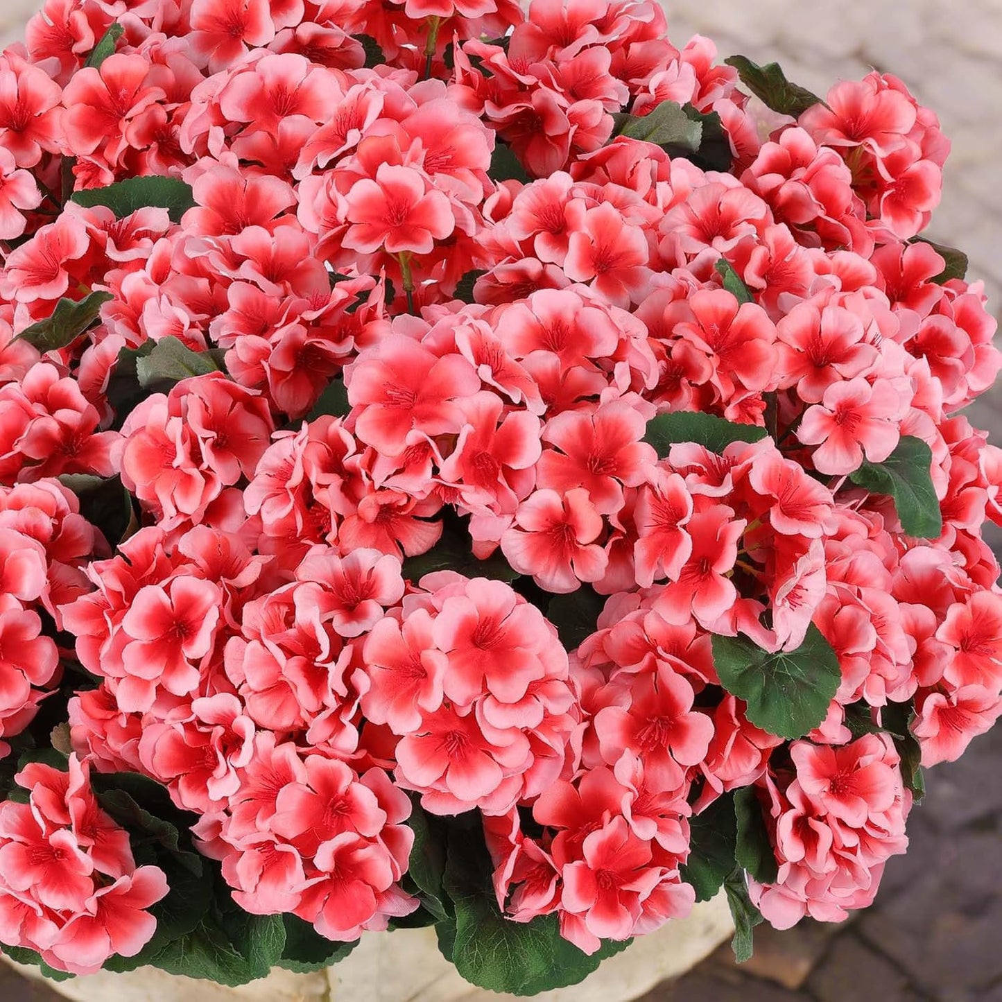 Hananona 12 Pcs Artificial Geranium Flowers for Outdoors Geranium Silk Flowers Outdoor UV Resistant Garden Plants Faux Flowers for Home Kitchen Table Centerpieces Decor (12, Peach)