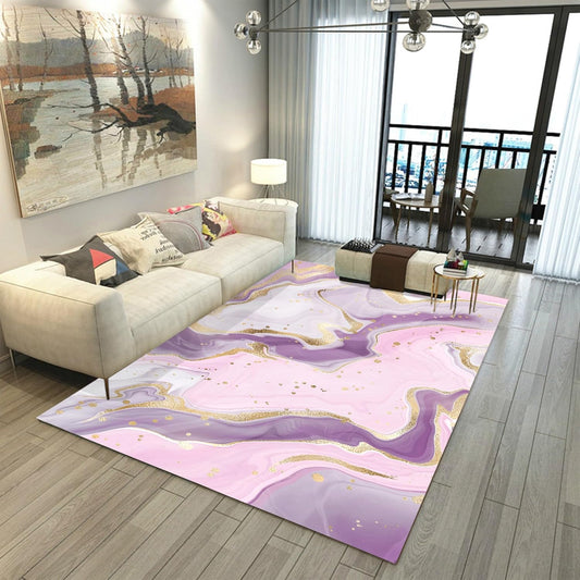Pink and Gold Area Rug: 3x5 Feet Abstract Purple Marble Rugs for Girls Bedroom Entryway Living Dining Room Kitchen Home Decor Aesthetic Doormat Washable Floor Carpet