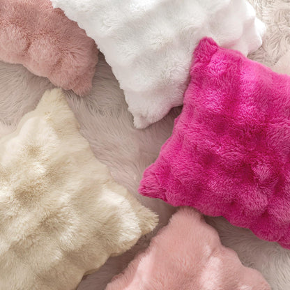 MIULEE Faux Fur Pillow Covers Thick Soft Plush Lumbar Throw Pillows Luxury Spring Valentines Day Home Decor for Couch Bed Chair Bedroom Living Room Sofa,12x20 Inch Pack of 2 Light Pink