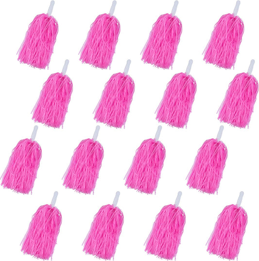 16 PCS Pink Cheerleading Pom Poms for Sports Squads Dancing Party Football Basketball Sports Stage Performance Celebration