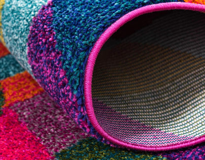 Unique Loom Estrella Collection Geometric, Abstract, Colorful, Modern, Eclectic Area Rug (5' 0 x 8' 0 Rectangular, Multi/Pink)