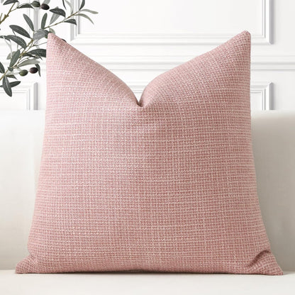 OTOSTAR Linen Throw Pillow Cover Set of 1 Decorative Square Pillowcases Cushion Covers 18x18 Inch for Home Decor Sofa Bedroom Car 45 x 45CM Pink