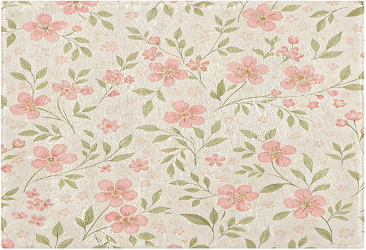Watercolor Flowers Pink Bathroom Mat Rug 24" x 16" Non Slip Super Absorbent Quick Dry Bath Mats for Bathtub Fluffy Rugs