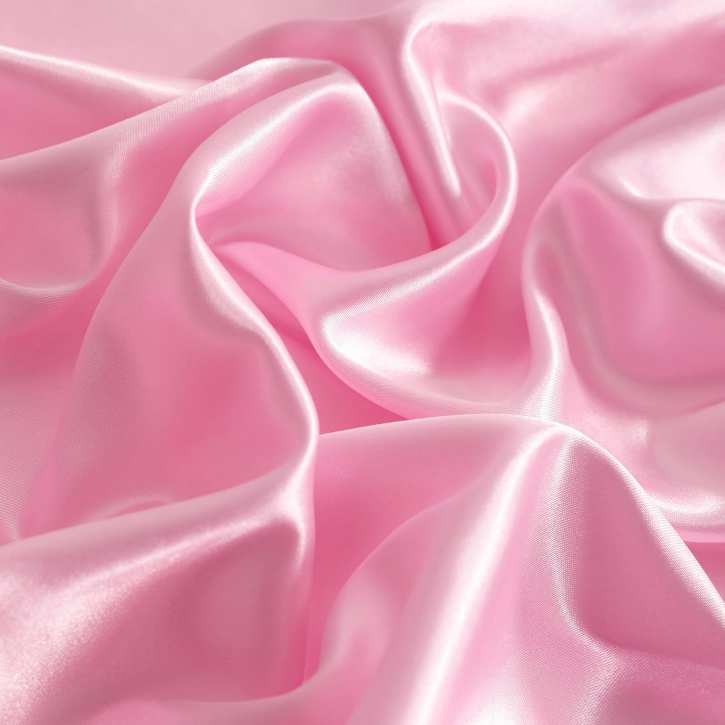 Twin Satin Bed Sheet Set, 3 Pieces Bed Sheet Set with Silky Solid Color, 1 Deep Pocket Fitted Sheet, 1 Flat Sheet, and 1 Pillowcase, Pink