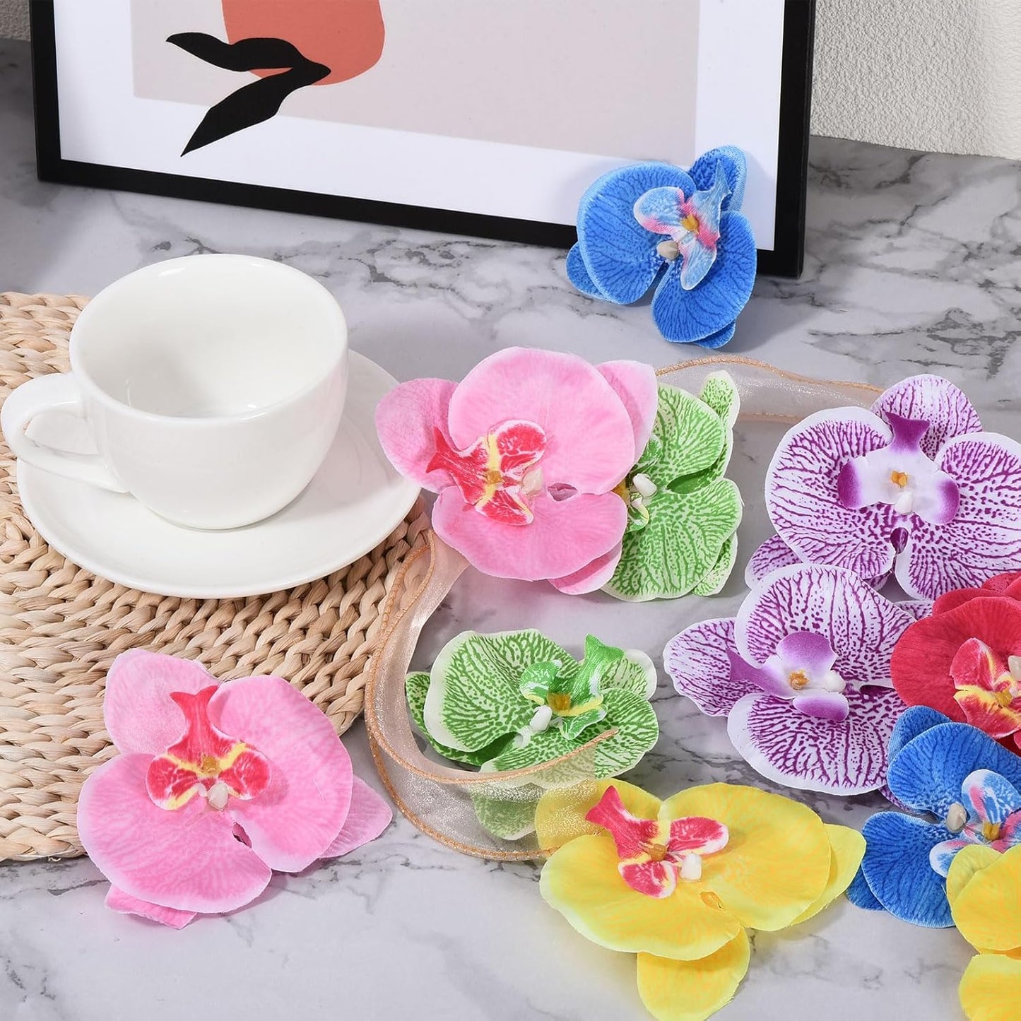 PATIKIL 3.5" Artificial Orchid Flower Heads, 20 Pack Silk Phalaenopsis Fake Butterfly Orchid Heads for Wedding Floral Bouquet Decor DIY Craft Making, Pink