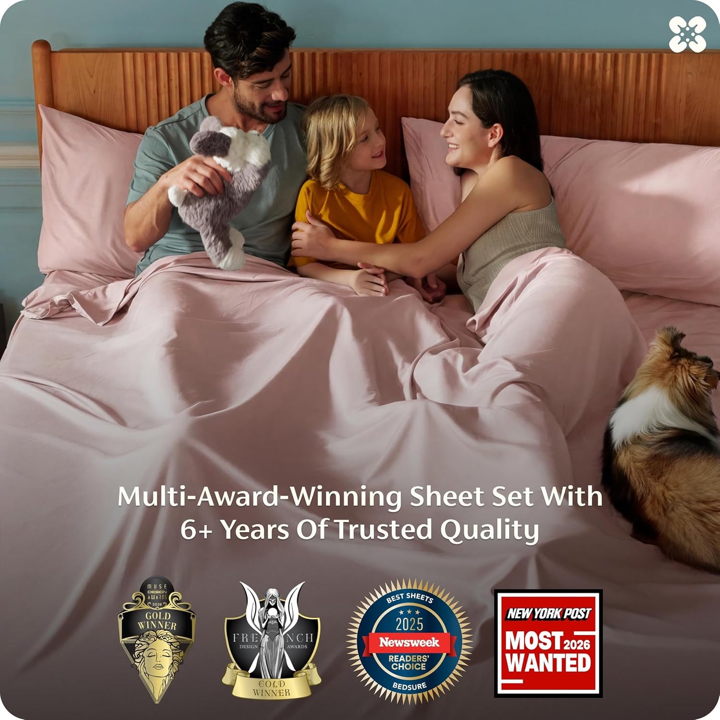 Bedsure Queen Sheet Set, Rayon Derived from Bamboo, Cooling Sheets, PureWoven, Breathable & Soft, Deep Pocket Up to 16 Inches, Hotel Luxury Silky Bedding for Hot Sleepers, Pink