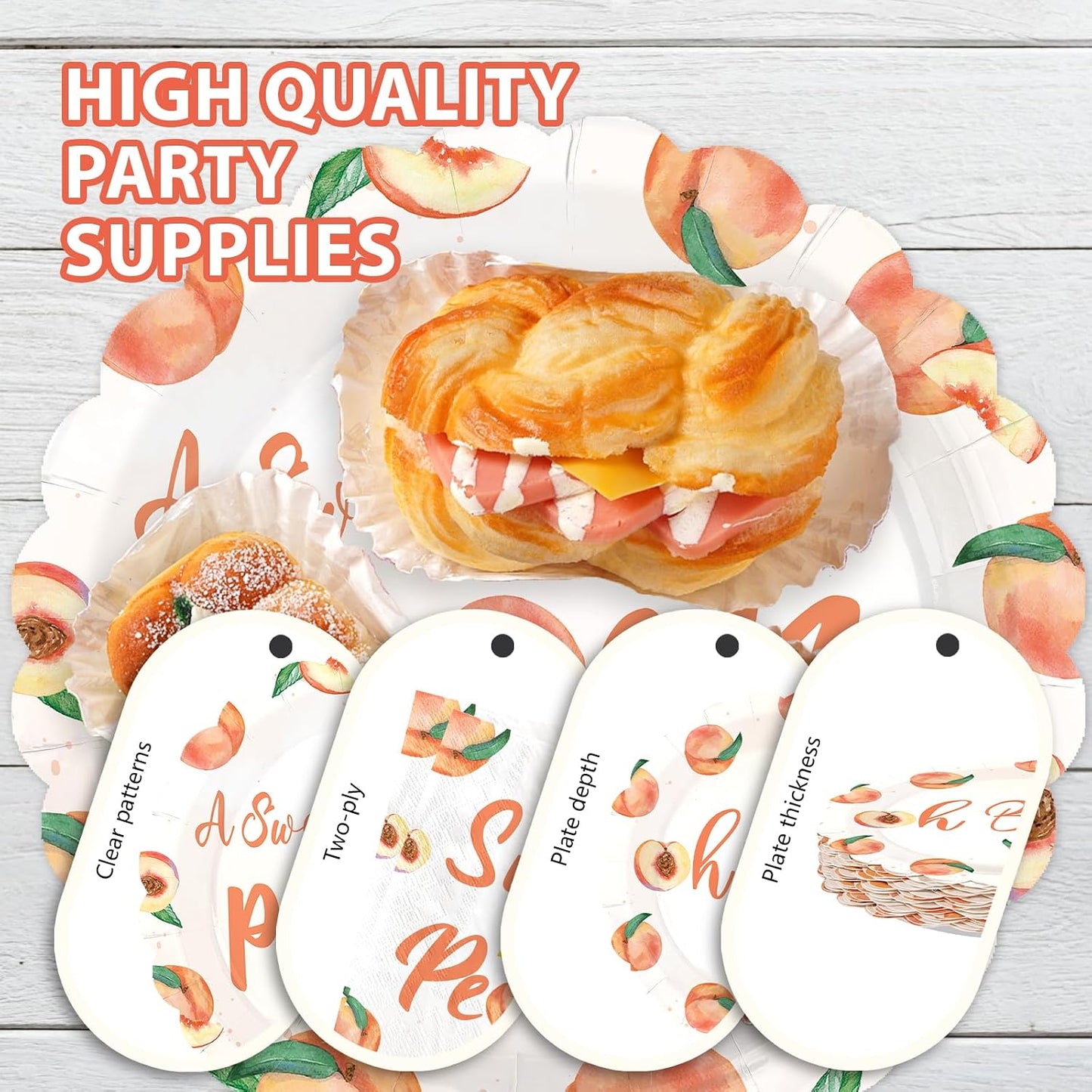 96Pcs Sweet As A Peach Baby Shower Party Decorations Peachy Baby Shower Plates and Napkins Sets A Sweet Little Peach Is on The Way Decoration for Girls Fruit Peachy Birthday Party Supplies Serves 24