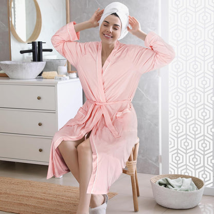 Catalonia Lightweight Ladies Bathrobe, Long Summer Robe with Pockets,Soft Summer Robes for Women, Kimono Gift for Her