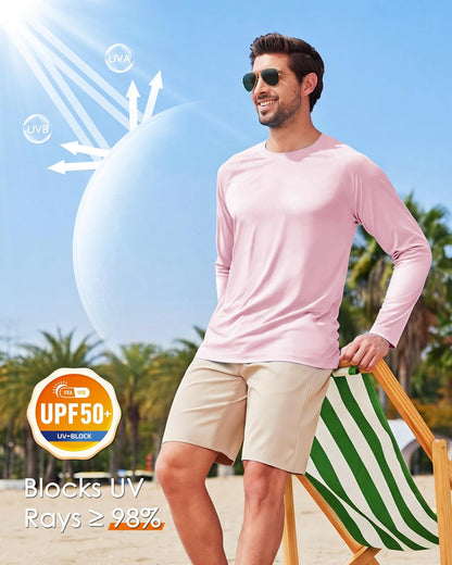 Boladeci Men's UPF 50+ Sun Protection UV SPF Shirts Long Sleeve Lightweight Quick Dry Swim T-Shirts Rash Guard