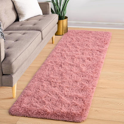 ISEAU Runner Rug for Bedroom, Dorm, College, Apartment, 2x6 Feet Shag Area Rug with Upgrade Non Slip, Fluffy Carpet Runner for Hallway, Fuzzy Soft Living Room Rugs for Girls Bedroom Decor, Blush