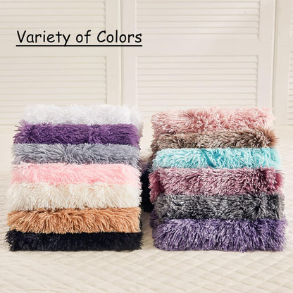 LIFEREVO 2 Pack Shaggy Plush Faux Fur Pillow Shams Fluffy Decorative Pillowcases Zipper Closure (Standard, Pink)