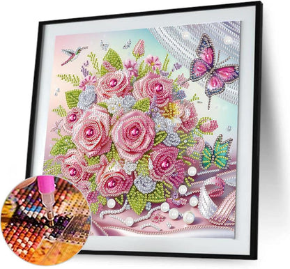 LAKEQUILL 5D DIY Partial Special Shaped Drill Art Painting Kit Flower Decor 30x30cm (AT615)