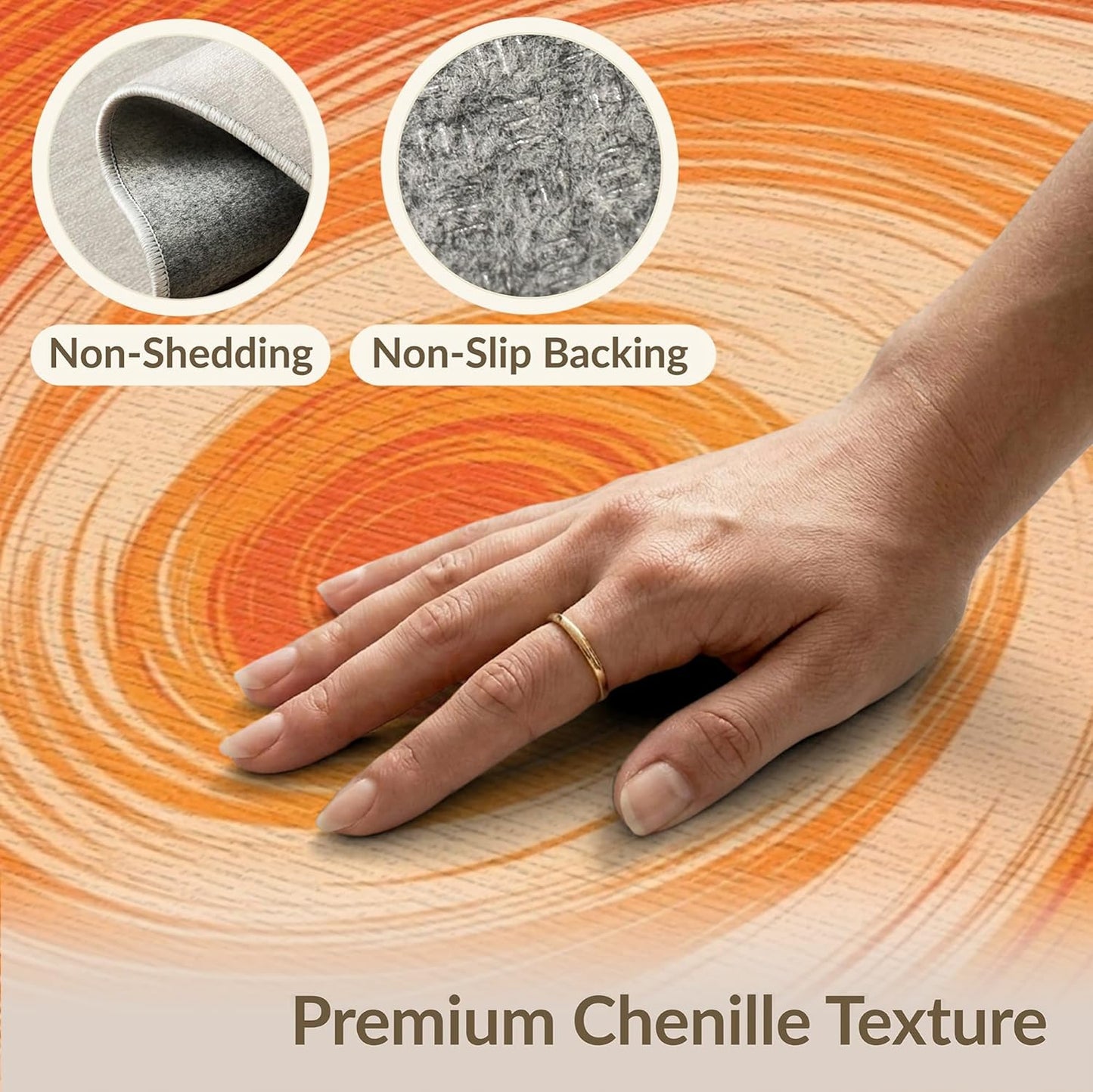 4'x6' Washable Flatwoven Rug, Peach Abstract Gradient Easy Care Throw Carpet Stain Resistant Low Profile Floor Covering for Dorm Room, Small Living Room, Apartment | Ref:2171276