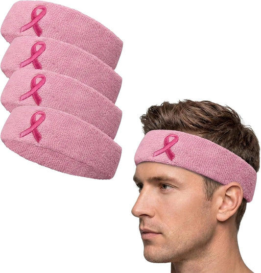 COUVER 4 Pack Terry Cloth Headbands- Multi-Color Athletic Headbands for Men & Women - Absorbent Cotton Hairbands for Sports & Gym