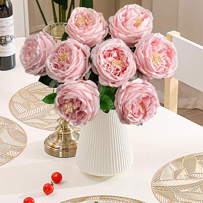 4 Pcs Real Touch Peonies Artificial Flowers, 3.5'' Big Bloom Austin Rose Peony Latex Fake Flower with Stems for Wedding Bouquet Party Valentines Arrangement Home Kitchen (Light Pink)
