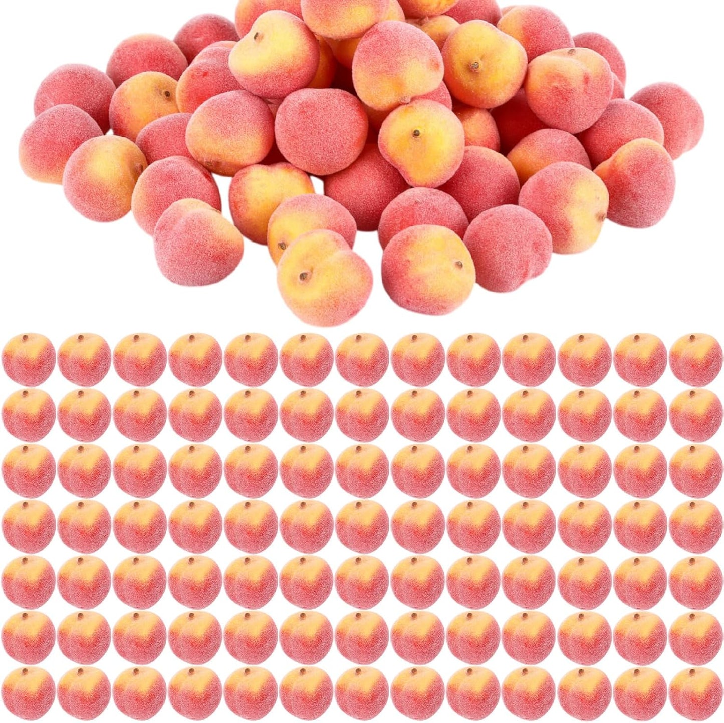 AceOrbit 100 Pcs Artificial Peach Decorations Foam Peach Lifelike Fake Fruit Faux Small Simulation for Home Birthday Party Cabinet Table Festival Kitchen Harvest Photography Prop (1.38 Inch)