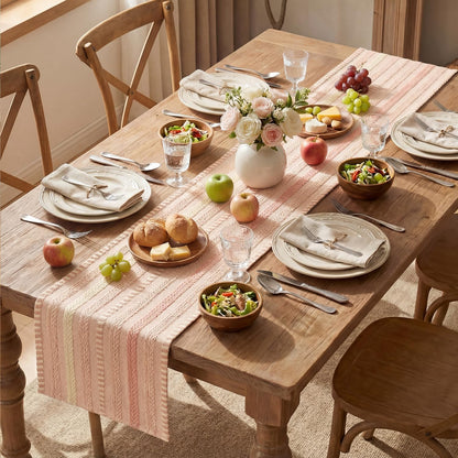 Artoid Mode Pink Farmhouse Woven Table Runner, Seasonal Holiday Rustic Kitchen Dining Table Decoration for Home Party Decor 12x72 Inch