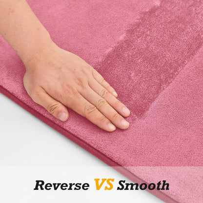 HUXMEYSON Bathroom Rugs Sets 3 Piece, Non-Slip & Quick Dry Bath Mat Set, Ultra Soft Velvet Bath Rugs for Bathroom, Toilet and Shower Floor, Pink