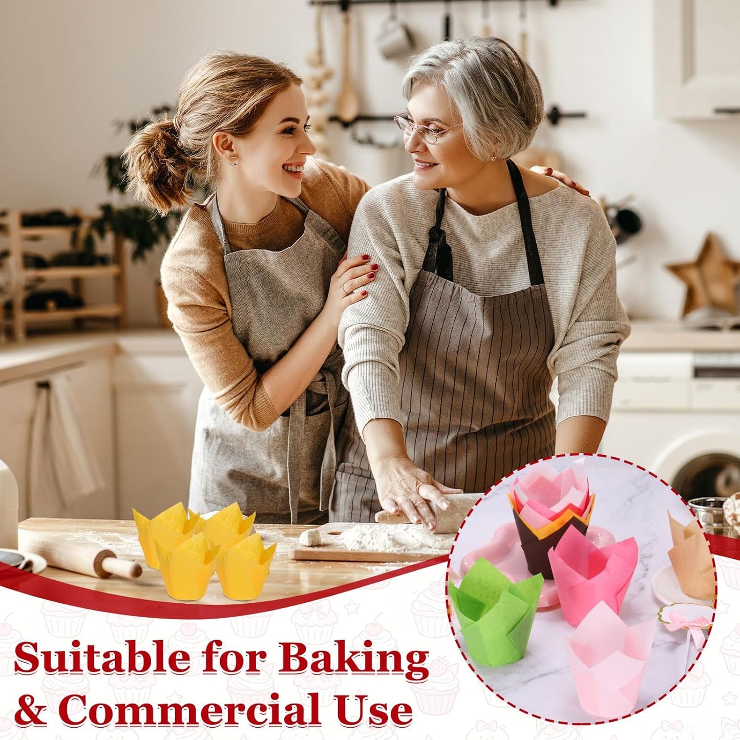 uxcell 100Pcs Tulip Cupcake Liners with 10Pcs Cheese Markers, Muffins Liners Solid Paper Greaseproof Wrappers Baking Cups with Writable Toppers for Wedding Birthday Shower, Light Pink