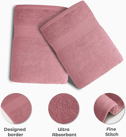 Luxury Bath Towels Set of 4 (27” x 54”) | Towels for Bathroom | Super Soft | Highly Absorbent Towels for Home, Spa, Gym (Pink)