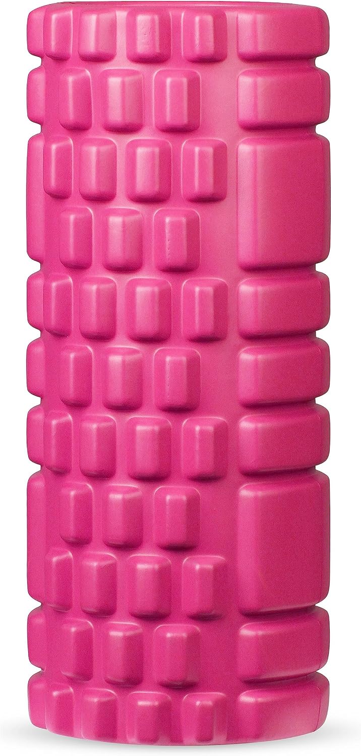 DRUNA Foam Roller for Muscle Massage, Pilates & Yoga 13"x5.5" Medium Firm PVC Foam Roller for Deep Tissue Massage, Recovery & Flexibility (Pink)