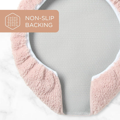 TOWN & COUNTRY EVERYDAY Ultra Plush Solid Tufted Toilet Lid Cover, Soft and Absorbent, Non-Slip Cover, Machine Washable, Blush, 18"x19"