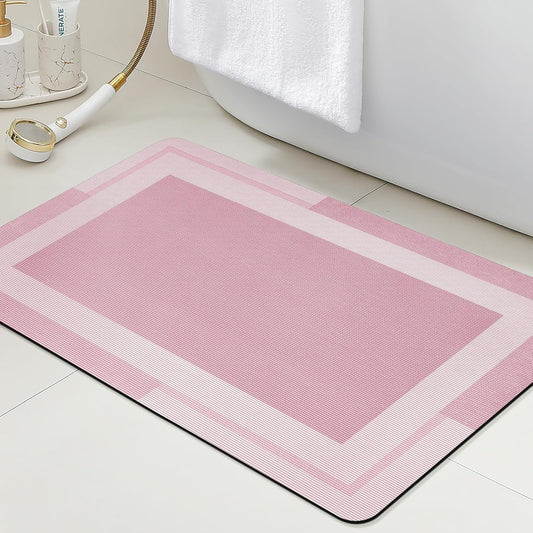 ACCUMTEK Non Slip Bath Mat, Thin Bathroom Rugs Fit Under Door, Quick Dry Bath Mats, Machine Washable Bath Rugs for Bathroom, Bathtub & Kitchen, Bathtub & Kitchen, Pink/Bordered/24 x17
