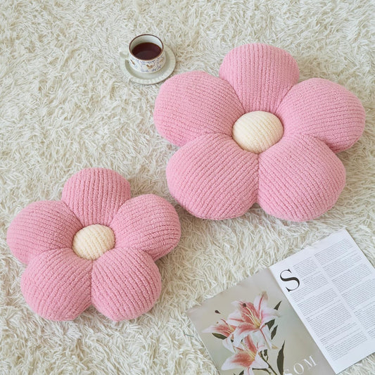 Flower Pillow, Decorative Throw Pillow for Couch, Cute Decor Pillows for Bed, Aesthetic Flower Shaped Pillow Fun Cushion (Pink, 14.9 Inches)