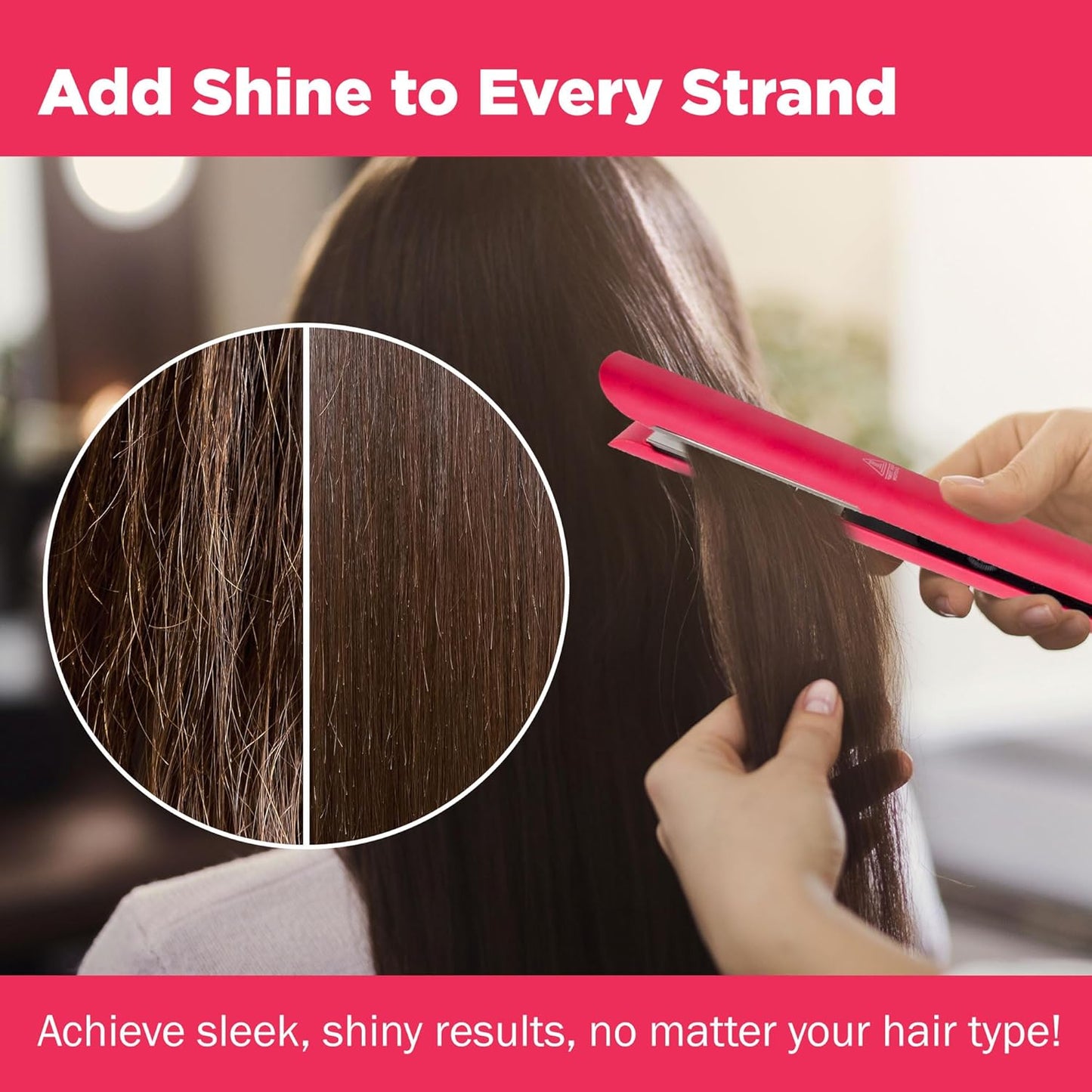 Evalectric Pro Titanium Flat Iron – 1.25” Titanium Hair Straightener with Floating Plates - Negative Ion Technology for Frizz-Free Shine - Dual Voltage - Travel Friendly - Pink