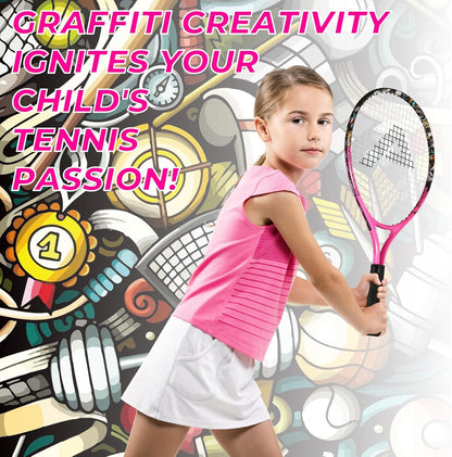 AMA SPORT Kids Tennis Racket for Junior Toddlers Starter Kit 17-25" Tennis Racquet for Girls and Boys with 420D Nylon Shoulder Strap Bag