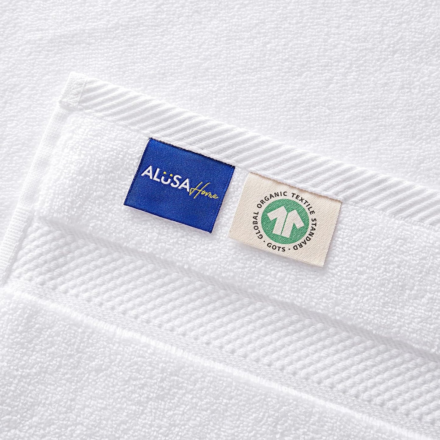 Alusa Home 100% Organic Zero-Twist Cotton Towels - GOTS Certified Luxury Bath Towels - Ultra Soft & Plush 700GSM Long-Staple Cotton - 6 Piece Towel Set (Blush Pink)