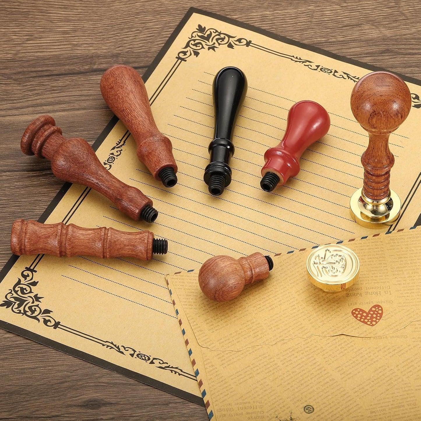 PATIKIL Wax Seal Stamp Handle Only, Wooden Handle Replacement Sealing Stamp Handles for Wedding Invitation Card Letter Envelope Style 2, Pink