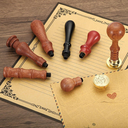 PATIKIL Wax Seal Stamp Handle Only, Wooden Handle Replacement Sealing Stamp Handles for Wedding Invitation Card Letter Envelope Style 2, Pink