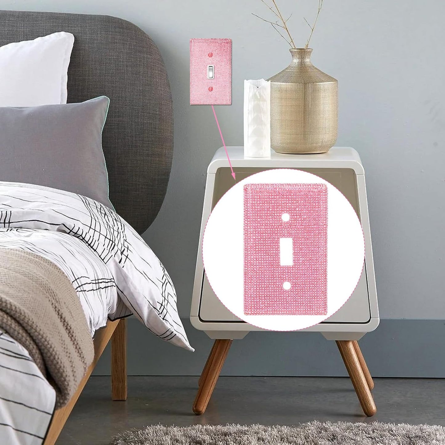 Pink Shiny Rhinestones Wall Plate Cover Bling Light Switch Cover Plate Shiny Pink Rhinestones Wall Plates Outlet Covers Light Switch Decorative Covers