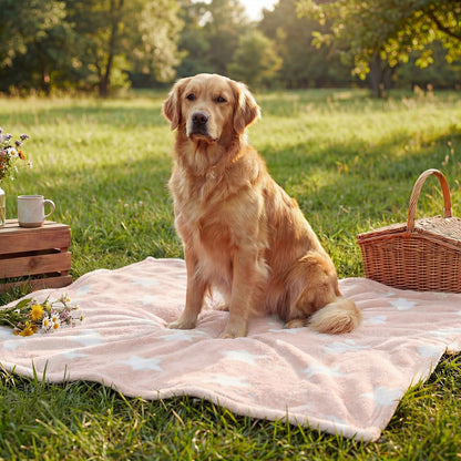 Horaldaily Pets Flannel Blanket, Pink Stars 3D Textured Soft Fuzzy Fluffy Plush Cozy Fleece Premium Blankets for Dog Cat Puppy Kitten Couch Protection, 16x23