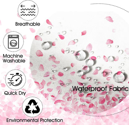 Mocsicka Pink Shower Curtain for Bathroom Romantic Pink Floral Petal Rain Shower Curtain for Pink Bathroom Decor Waterproof Fabric Bath Curtain 72 X 72 Inch