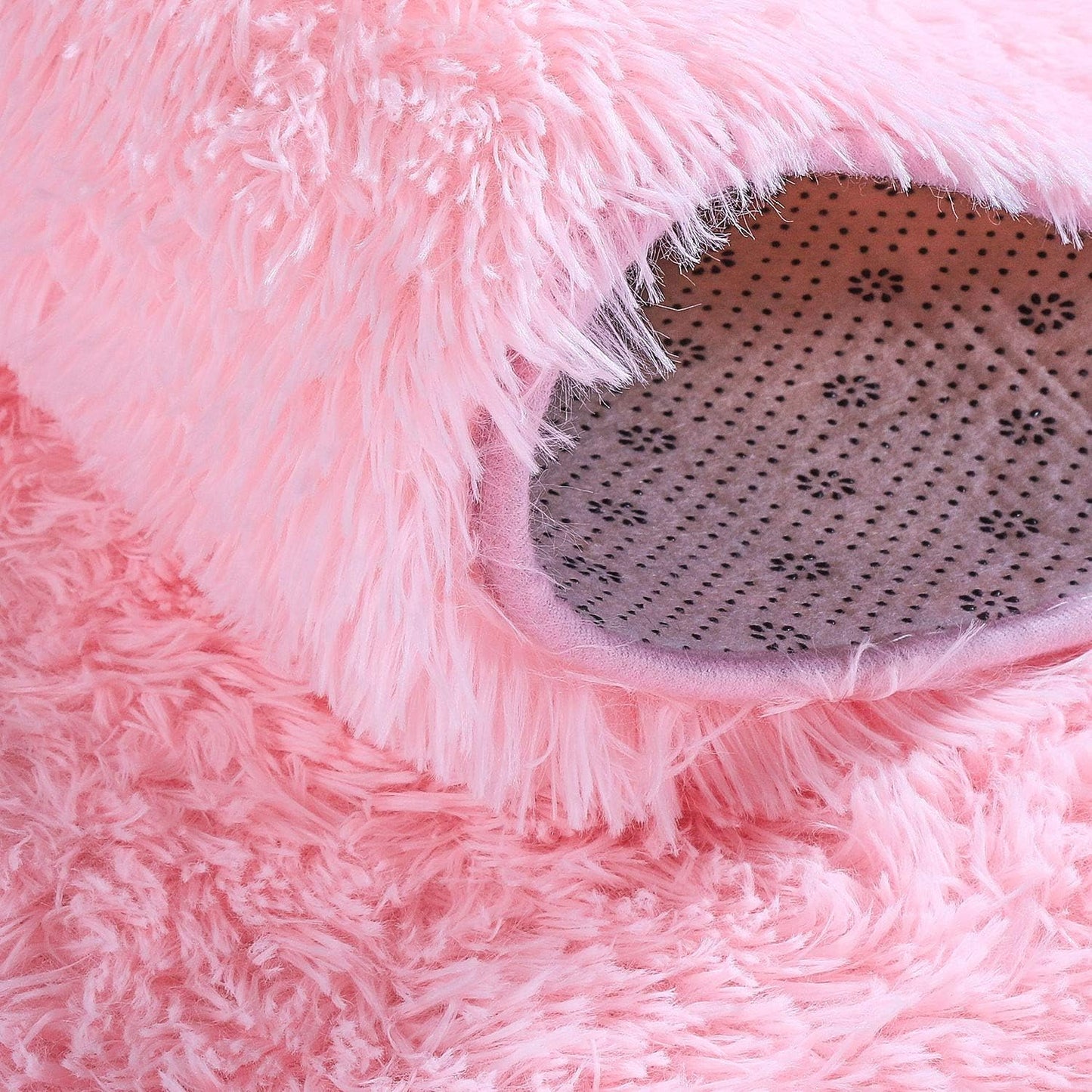 junovo Ultra Soft Washable Shaggy Rug - Non-Slip Oval Carpet for Nursery, Kids Bedroom & Home Decor (2.6x5.3ft Pink) | Plush Fluffy Floor Mat for Cozy Living Spaces