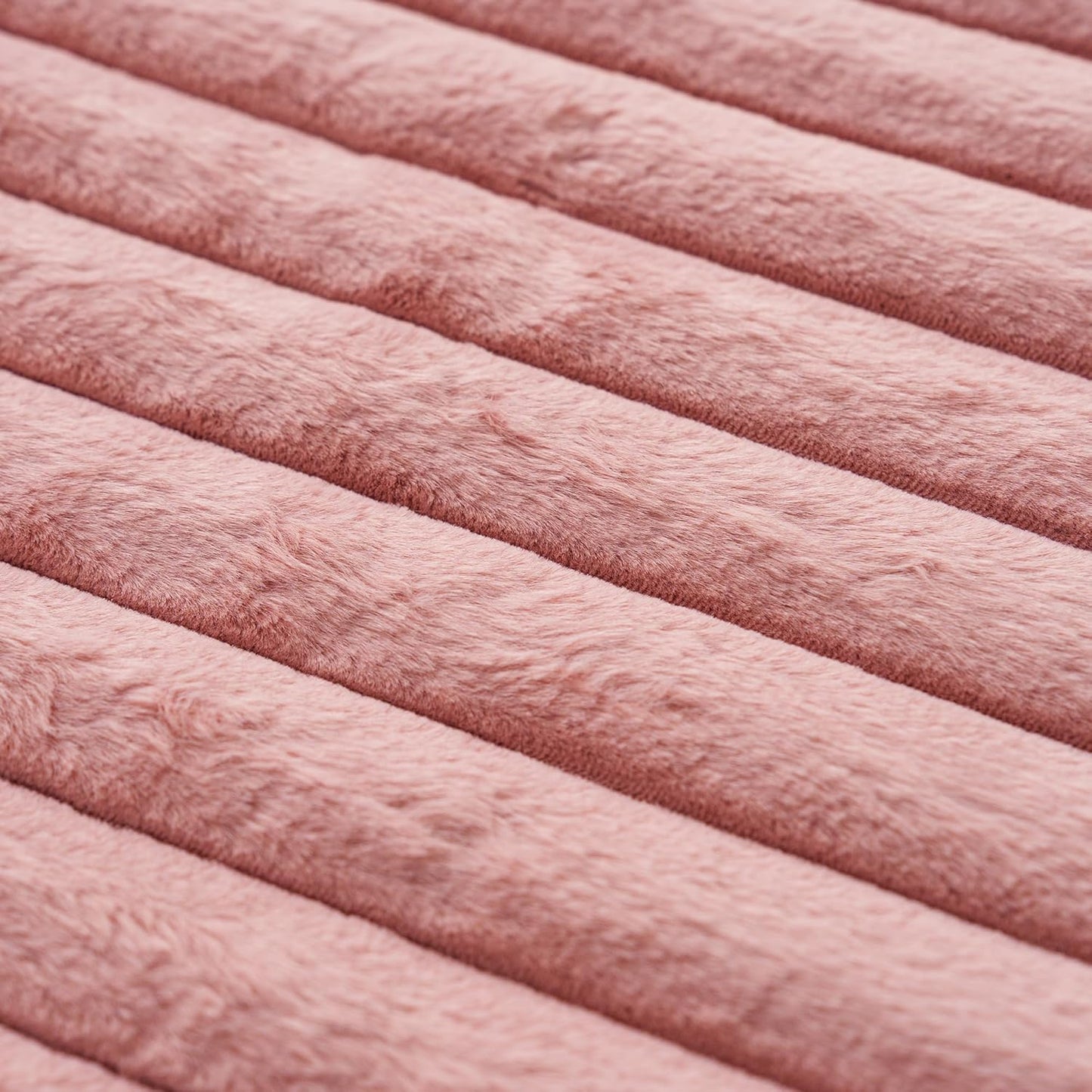NiNi ALL Faux Fur Plush Throw Pillow Covers Pink 18x18 Inch Set of 2 Decorative Soft Plush Striped Couch Pillow Cover for Sofa Cushion Cases for Couch Bed Home Decor