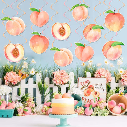 Peach Party Hanging Swirls Peach Birthday Party Supplies 20PCS Sweet Peaches Hanging Ceiling Streamers Sweet As a Peach Party Decorations for Little Peach Baby Shower Wedding Decor