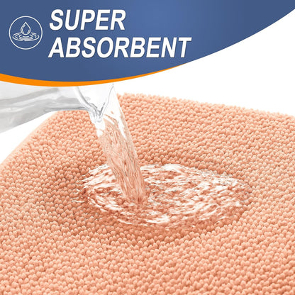 OLANLY Thick Memory Foam Bath Mat Rug 30x20, Extra Soft Absorbent Bathroom Rug, Quick Dry Bath Mats, Non-Slip, Machine Washable Carpet for Bathroom, Tub and Shower, Home Decor Accessories, Peach