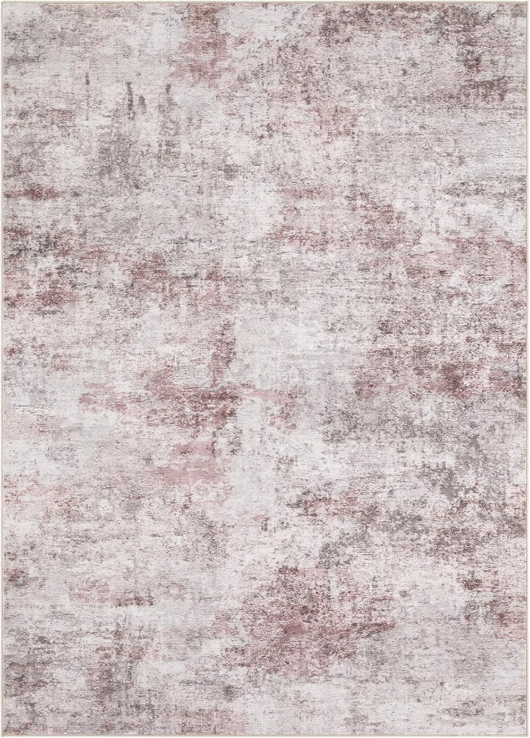 UERMEI 5x7 Washable Area Rug - Neutral Modern Abstract Living Room Rugs, Non-Slip Soft Large Indoor Floor Carpet for Bedroom Home Office & Under Dining Table Decor, Pink Grey