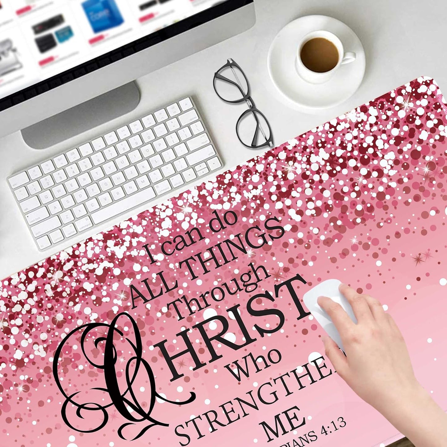 Large Desk Mat Extended Mouse Pad, Pink Cute Mousepad Desk Pad,Waterproof Durable Non-Slip Rubber Base Gaming Mousepad Desk Mat for Office/Home/Desktop,Pink Mouse Pad for Women