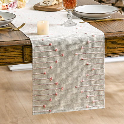Artoid Mode Pink Boho Table Runner for Farmhouse Rustic，Seasonal Holiday Macrame Burlap Kitchen Dining Table Decoration for Home Party Decor 12x72 Inch