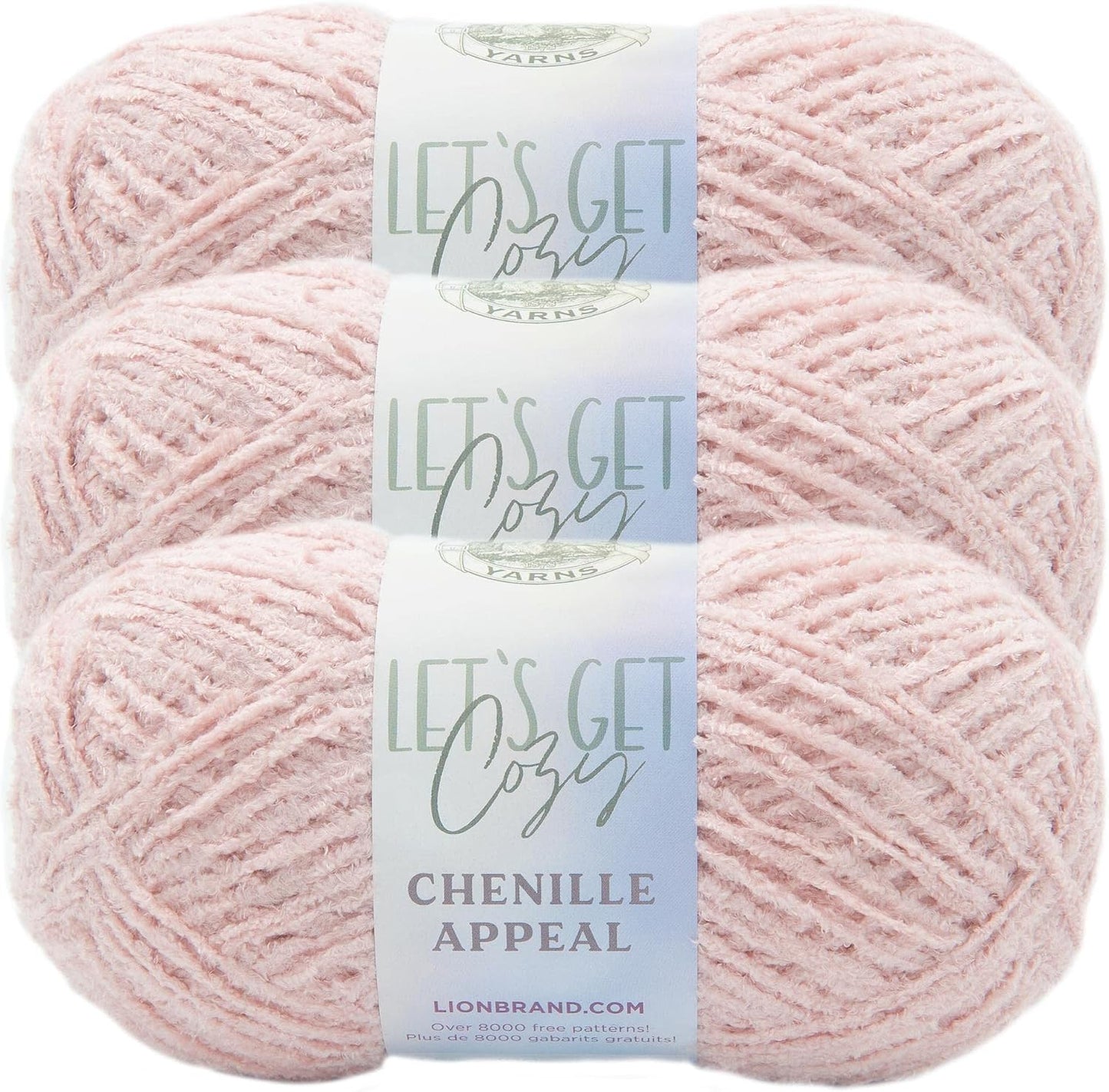 Lion Brand Yarn, Chenille Appeal Soft Worsted Weight Yarn for Knitting and Crochet, Peach Whip, 3 Pack