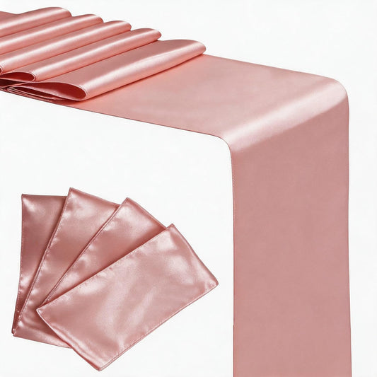Wedding Satin Table Runners 10 Pack Universal Polyester Table Runner for Party Birthday Anniversary Retirement Engagement Banquets Graduation Bridal Shower Outdoor Events Decor (Blush Pink, 10 pcs)