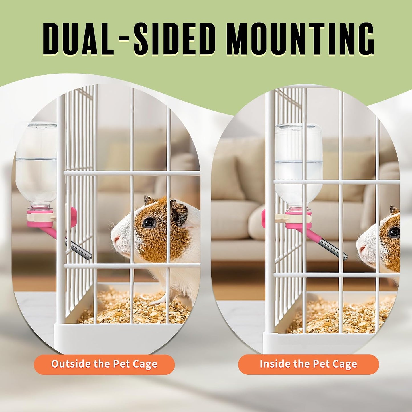 Choco Nose Patented No-Drip Water Bottle/Feeder for Guinea Pigs/Hamsters/Bunnies/Ferrets/Other Small Pets, Critters and Animals -for Cages, Crates or Wall Mount. 10.2 oz. Nozzle 10mm, Pink (C128)