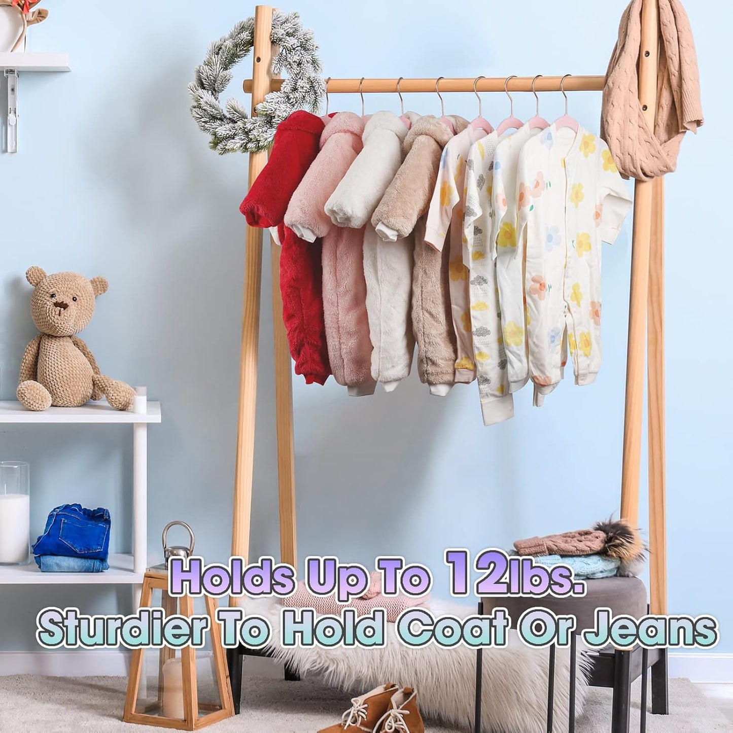 Baby Hangers Velvet 50 Pack-11.4 Inch,Baby Clothes Hangers Non Slip, Baby Hangers for Closet,Sturdy Infant/Toddler Hangers Pink Hangers