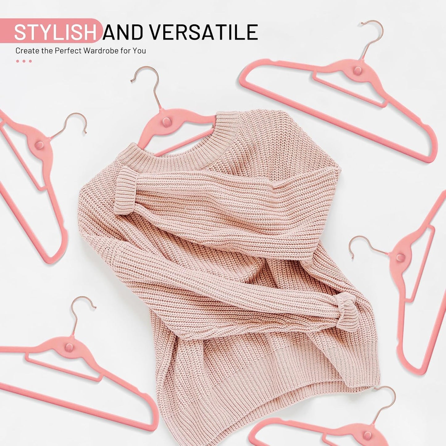 Velvet Stackable Hangers 30 Pack, STOPKLAS Pink Clothes Hangers Non Slip Felt Hangers with 360° Swivel Hook, Thin Hanger Space Saving, Heavy Duty Closet Hanger for Clothes, Coats, Suits, Dress, Pants